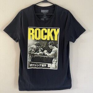 Rocky Movie Knit Tshirt Boxing Graphic Print Unisex Size M Black Cotton